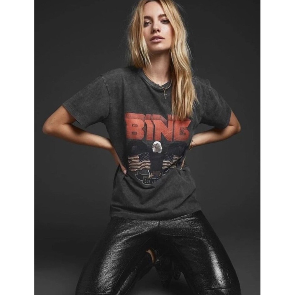 Anine Bing 100% Organic Cotton Women Small Eagle Tee Casual Graphic Retro